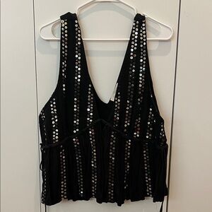 Anthropologie Black Sequin Blouse